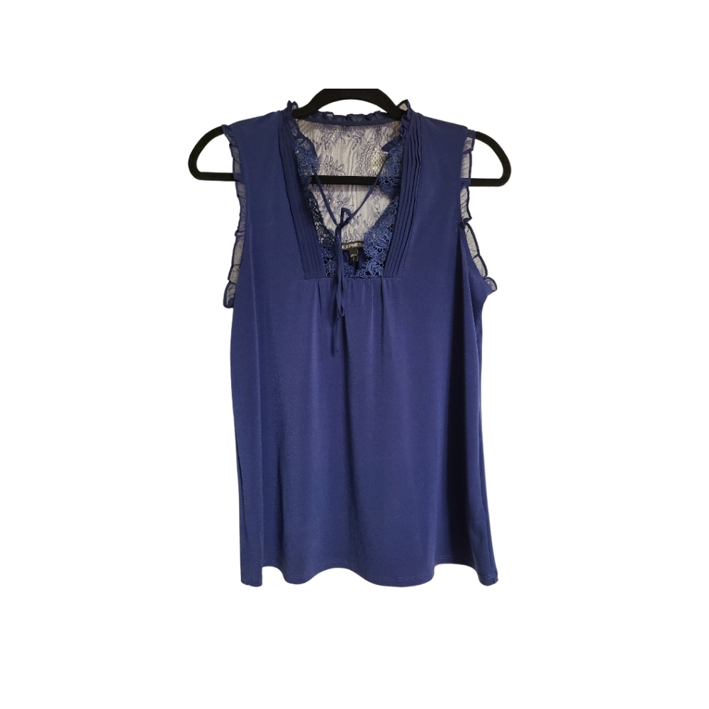 Express Navy Blue Sleeveless lace blouse Size  small